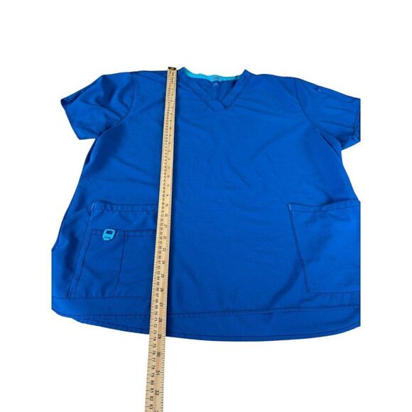 Carhartt 2XL Blue V-Neck Short Sleeve Scrub Top With Pockets - Picture 3 of 10